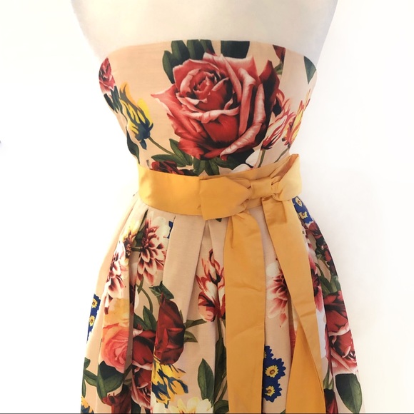 NWT Boutique Strapless Floral Retro Sleeveless Victorian Fit & Flare Dress - Picture 6 of 11